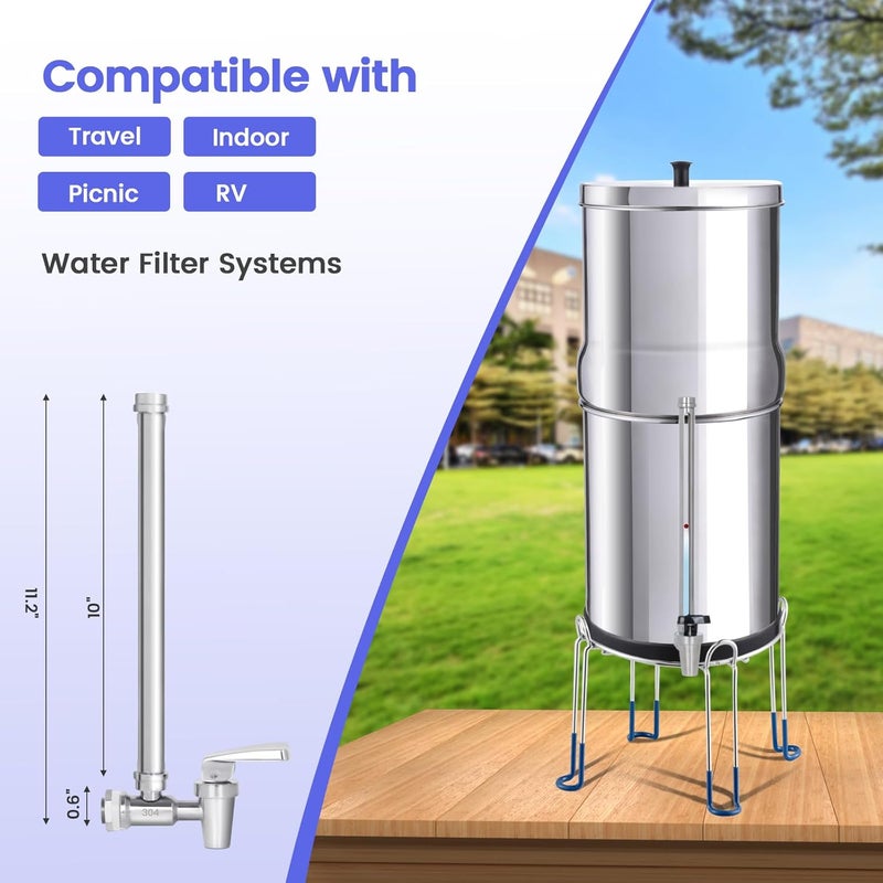 Amwater صنبور زجاجي بقطر 10 بوصات، مستوى مياه واضح مع كرة عائمة حمراء، مادة معدنية متينة، تناسب أنظمة BERKEY وأنظمة الفلترة بالجاذبية الأخرى كذلك - Image 4